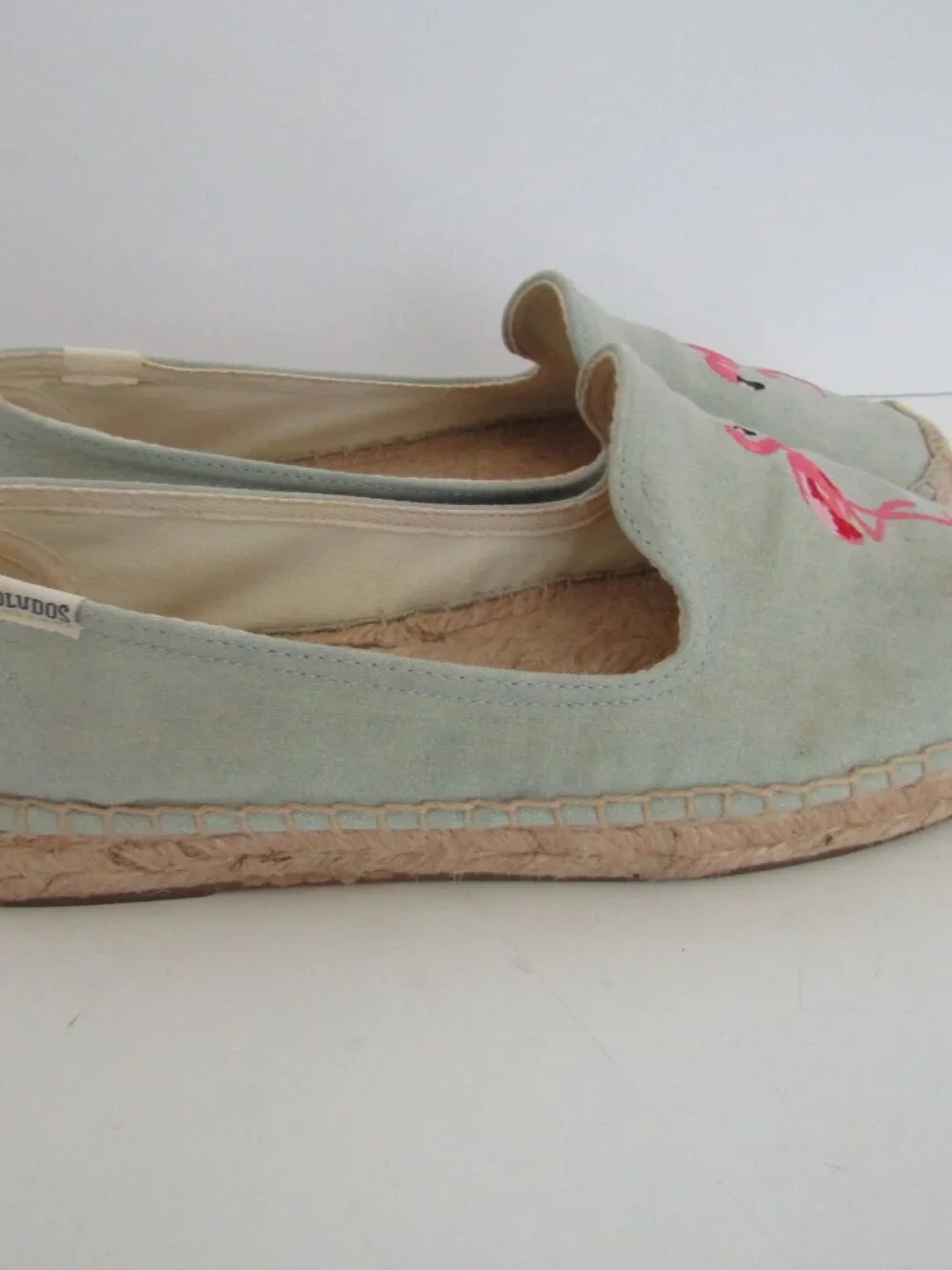 Soludos Flamingo Embroidered Slipper Espadrille Women's 9 Chambray